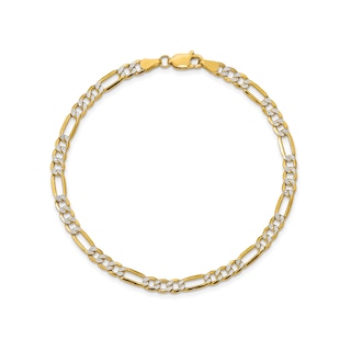 3.9mm Diamond-Cut Figaro Chain Bracelet in Hollow 14K Two-Tone Gold - 7"