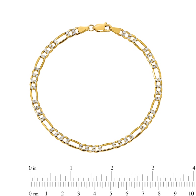 3.9mm Diamond-Cut Figaro Chain Bracelet in Hollow 14K Two-Tone Gold - 7"