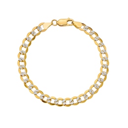 6.75mm Diamond-Cut Curb Chain Bracelet in Hollow 14K Two-Tone Gold - 8&quot;