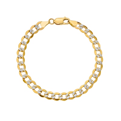 6.75mm Diamond-Cut Curb Chain Bracelet in Hollow 14K Two-Tone Gold - 8"