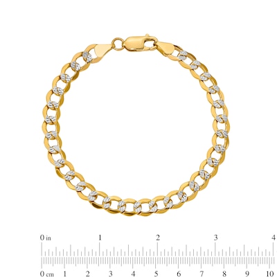 6.75mm Diamond-Cut Curb Chain Bracelet in Hollow 14K Two-Tone Gold - 8"