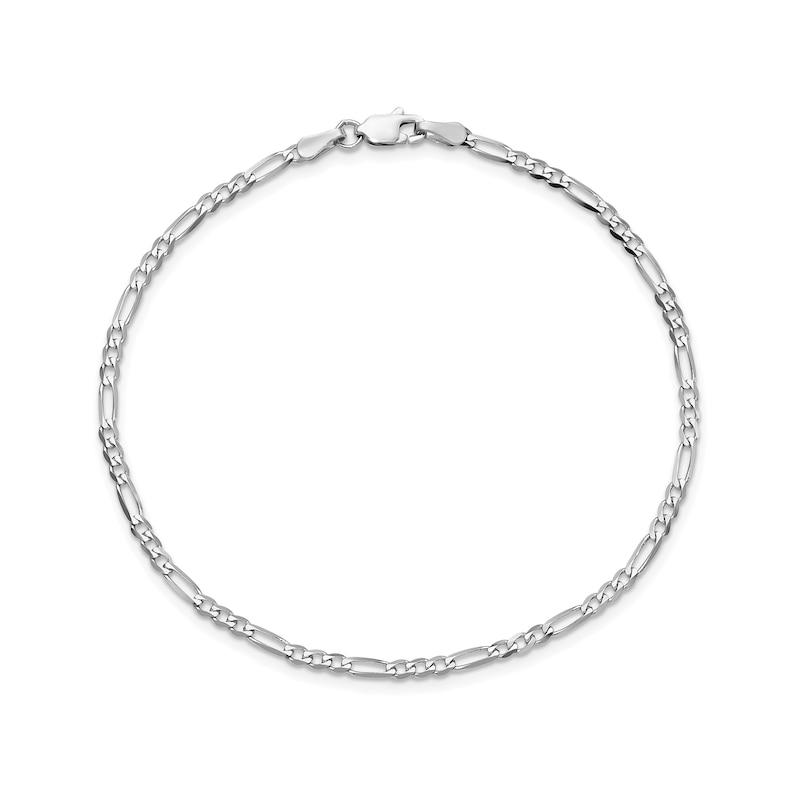 2.25mm Figaro Chain Bracelet in Solid 14K White Gold - 7"|Peoples Jewellers