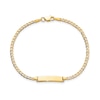 Thumbnail Image 0 of Rectangular ID and 4.5mm Curb Chain Bracelet in Solid 14K Gold - 7"
