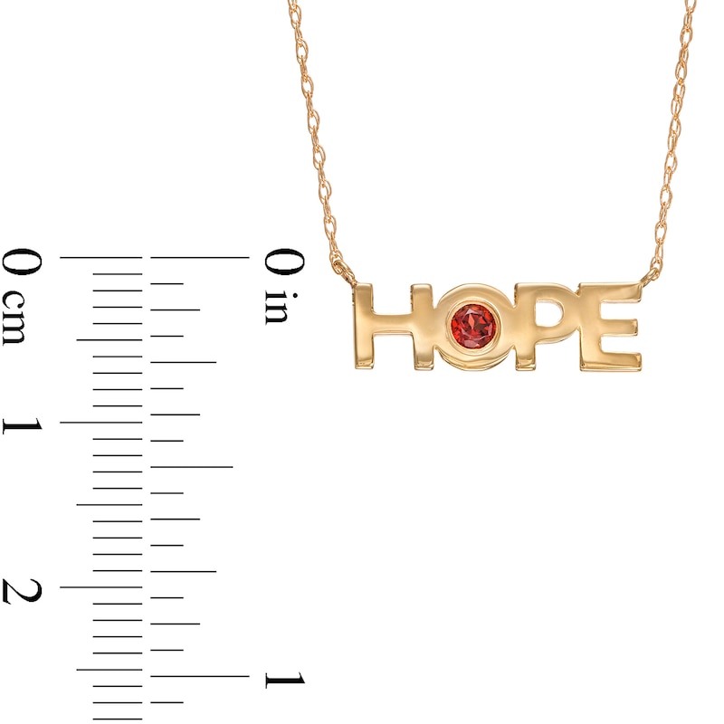 Bezel-Set Garnet "HOPE" Necklace in 10K Gold - 20"|Peoples Jewellers