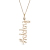 Bezel-Set Aquamarine Solitaire Accent Linear Cursive "happy" Pendant in 10K Gold