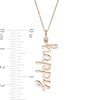 Bezel-Set Aquamarine Solitaire Accent Linear Cursive "happy" Pendant in 10K Gold