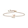 Ruby Trio Accent Etched "Love" Tilted Heart Disc Bolo Bracelet in 10K Gold - 9"