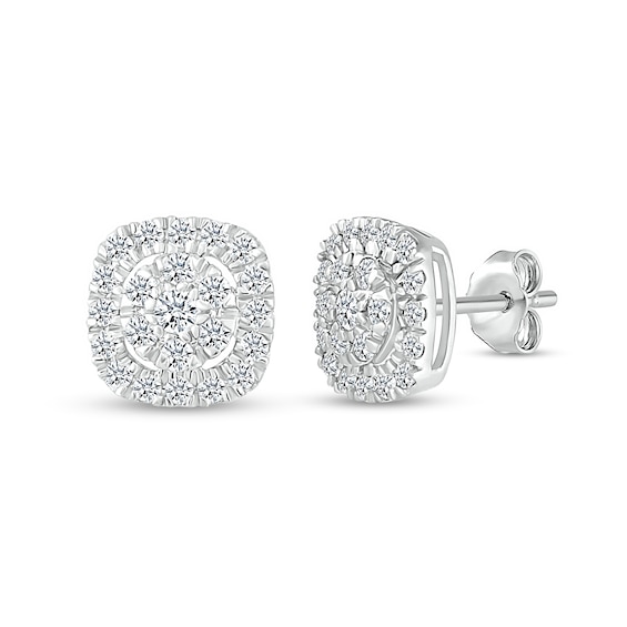 0.40 CT. T.W. Composite Diamond Cushion-Shaped Frame Stud Earrings in 10K White Gold