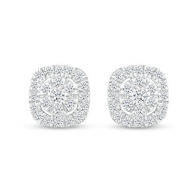 0.40 CT. T.W. Composite Diamond Cushion-Shaped Frame Stud Earrings in 10K White Gold