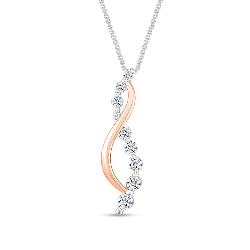 0.40 CT. T.W. Diamond Graduated Crossover Twist Pendant in 10K Two-Tone Gold|Peoples Jewellers