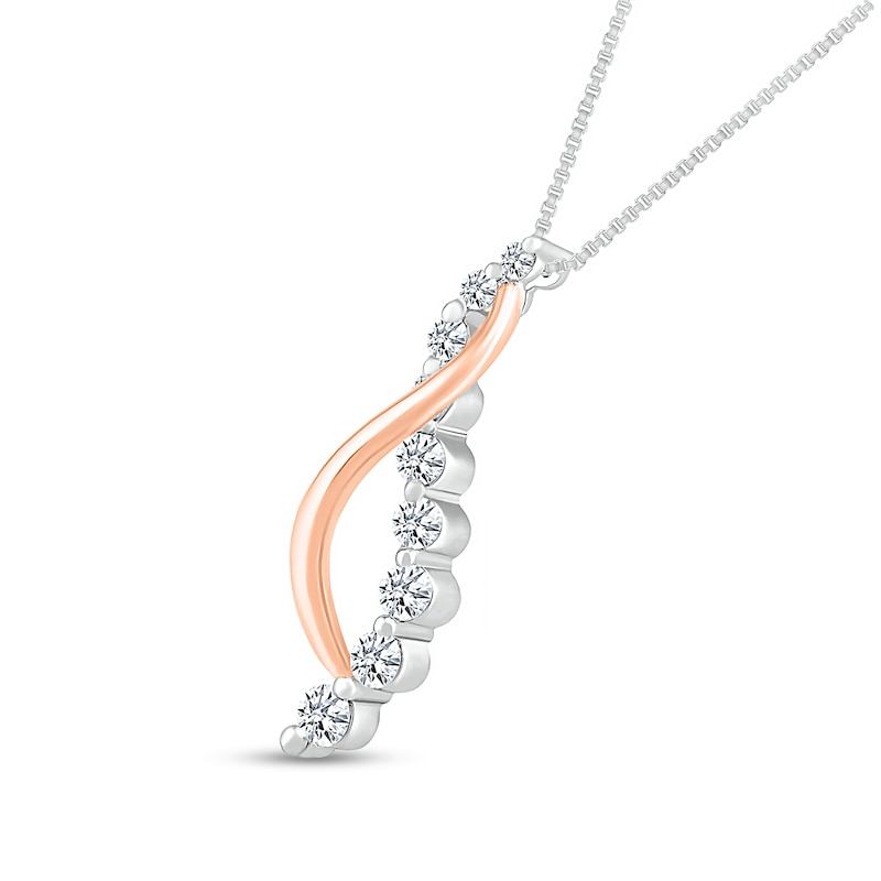 0.40 CT. T.W. Diamond Graduated Crossover Twist Pendant in 10K Two-Tone Gold|Peoples Jewellers