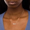 Thumbnail Image 1 of Bezel-Set Lab-Created Opal Cursive "love" Necklace in 10K Gold - 20"