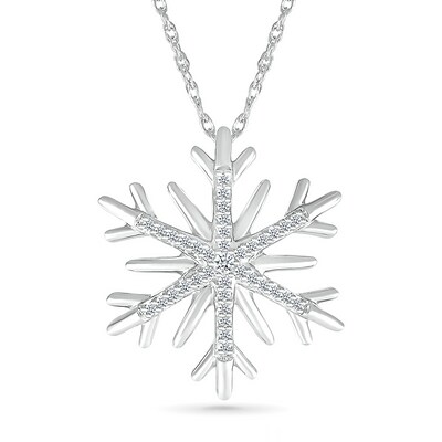 0.065 CT. T.W. Diamond Snowflake Pendant in Sterling Silver