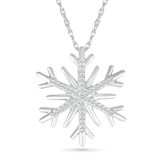 0.065 CT. T.W. Diamond Snowflake Pendant in Sterling Silver