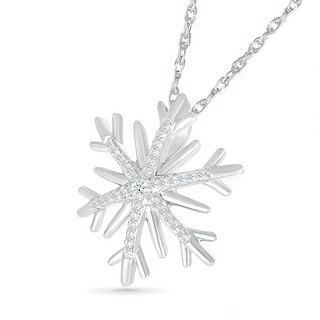 0.065 CT. T.W. Diamond Snowflake Pendant in Sterling Silver