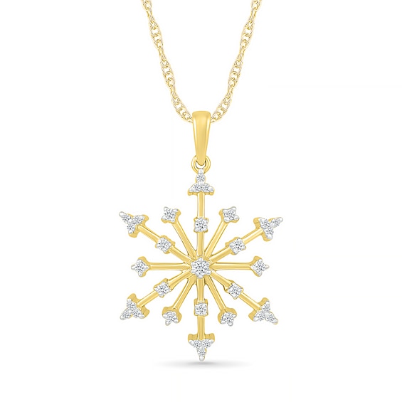 0.145 CT. T.W. Diamond Snowflake Pendant in Sterling Silver with 14K Gold Plate