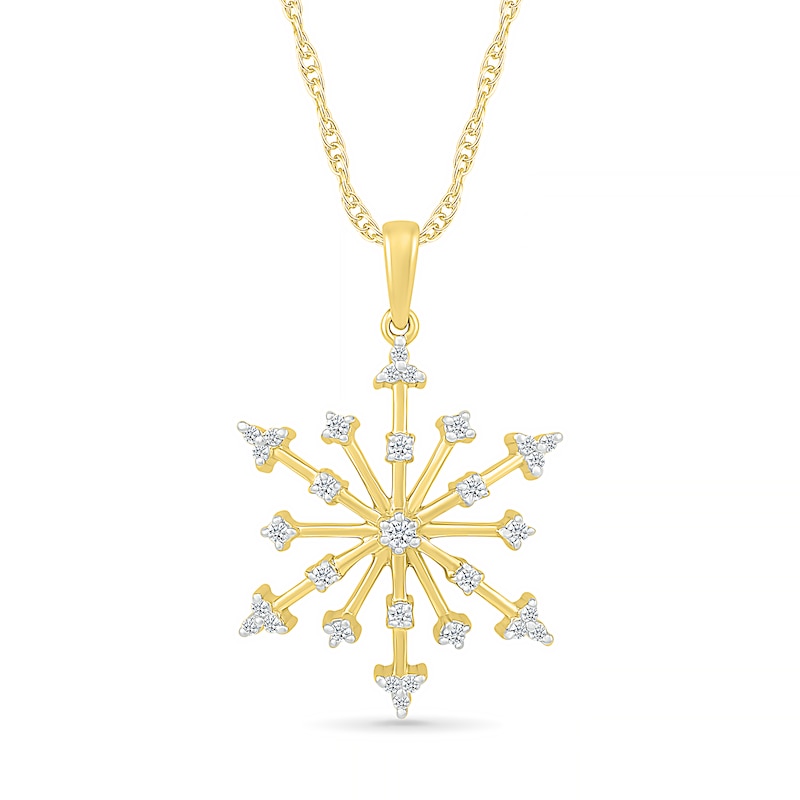0.145 CT. T.W. Diamond Snowflake Pendant in Sterling Silver with 14K Gold Plate|Peoples Jewellers