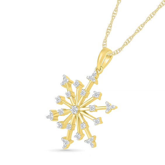 0.145 CT. T.W. Diamond Snowflake Pendant in Sterling Silver with 14K Gold Plate