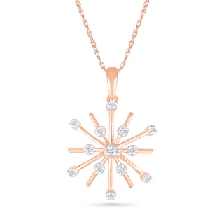 0.085 CT. T.W. Diamond Snowflake Pendant in Sterling Silver with 14K Rose Gold Plate