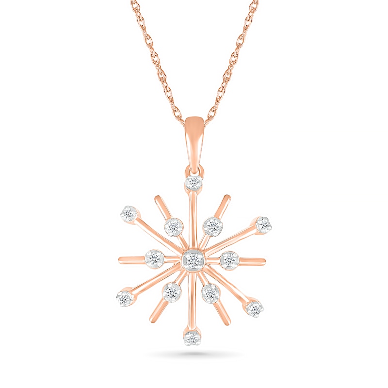 0.085 CT. T.W. Diamond Snowflake Pendant in Sterling Silver with 14K Rose Gold Plate|Peoples Jewellers
