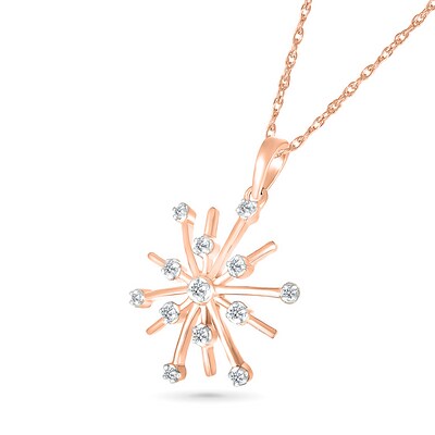 0.085 CT. T.W. Diamond Snowflake Pendant in Sterling Silver with 14K Rose Gold Plate