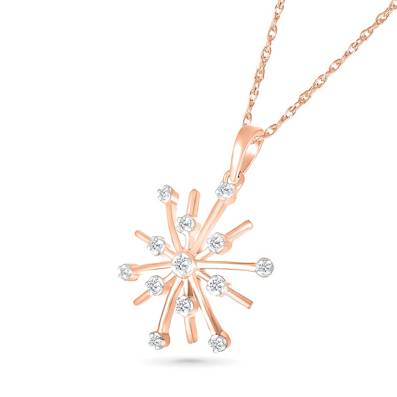 0.085 CT. T.W. Diamond Snowflake Pendant in Sterling Silver with 14K Rose Gold Plate|Peoples Jewellers