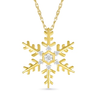 0.04 CT. T.W. Diamond Snowflake Pendant in Sterling Silver with 14K Gold Plate