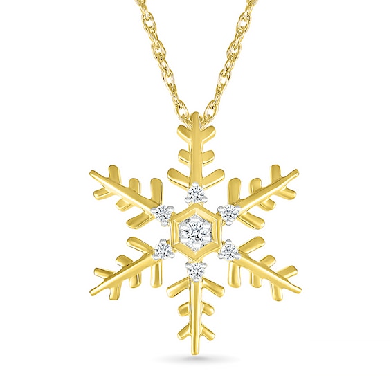 0.04 CT. T.W. Diamond Snowflake Pendant in Sterling Silver with 14K Gold Plate