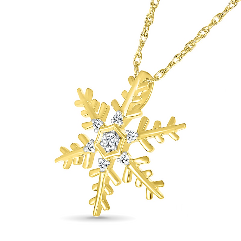0.04 CT. T.W. Diamond Snowflake Pendant in Sterling Silver with 14K Gold Plate|Peoples Jewellers