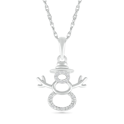 Diamond Accent Layered Snowman Pendant in Sterling Silver