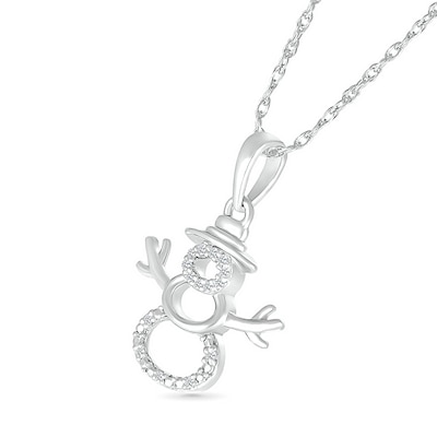 Diamond Accent Layered Snowman Pendant in Sterling Silver