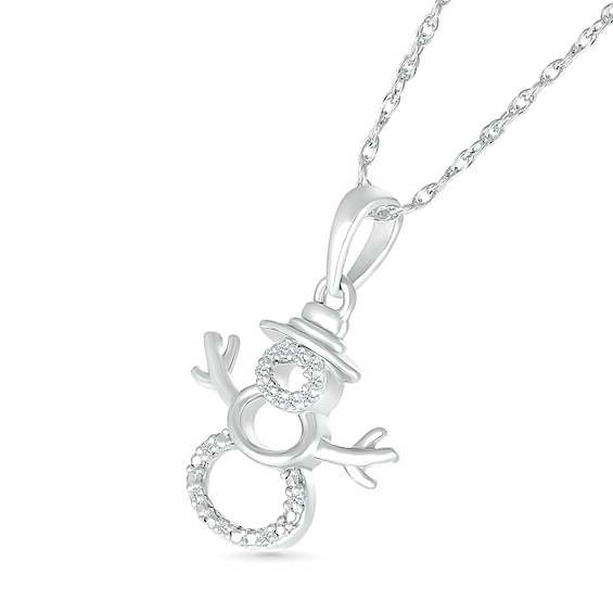 Diamond Accent Layered Snowman Pendant in Sterling Silver