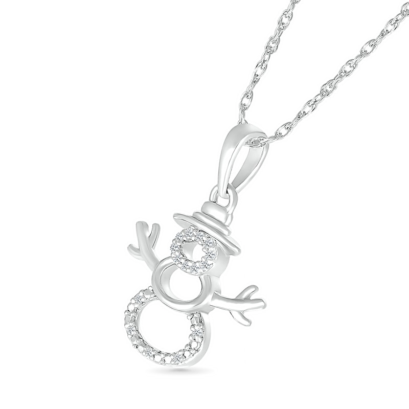 Diamond Accent Layered Snowman Pendant in Sterling Silver|Peoples Jewellers