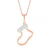 Diamond Accent Holiday Stocking Pendant in Sterling Silver with 14K Rose Gold Plate