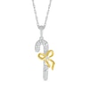 0.065 CT. T.W. Diamond Candy Cane with Bow Pendant in Sterling Silver and 14K Gold Plate