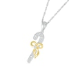 0.065 CT. T.W. Diamond Candy Cane with Bow Pendant in Sterling Silver and 14K Gold Plate