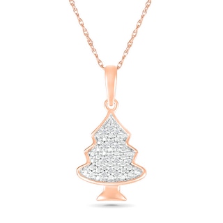 0.04 CT. T.W. Diamond Christmas Tree Pendant in Sterling Silver with 14K Rose Gold Plate