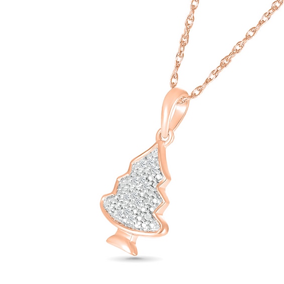 0.04 CT. T.W. Diamond Christmas Tree Pendant in Sterling Silver with 14K Rose Gold Plate