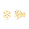 Thumbnail Image 0 of 0.04 CT. T.W. Diamond Snowflake Stud Earrings in Sterling Silver with 14K Gold Plate