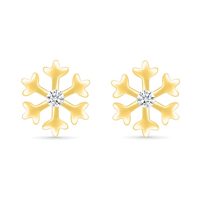 0.04 CT. T.W. Diamond Snowflake Stud Earrings in Sterling Silver with 14K Gold Plate