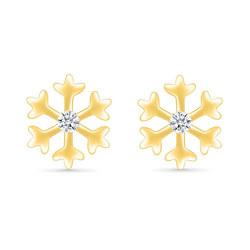 0.04 CT. T.W. Diamond Snowflake Stud Earrings in Sterling Silver with 14K Gold Plate|Peoples Jewellers