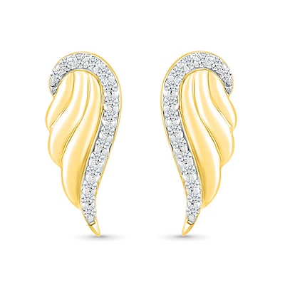 0.04 CT. T.W. Diamond Angel Wings Stud Earrings in Sterling Silver with 14K Gold Plate