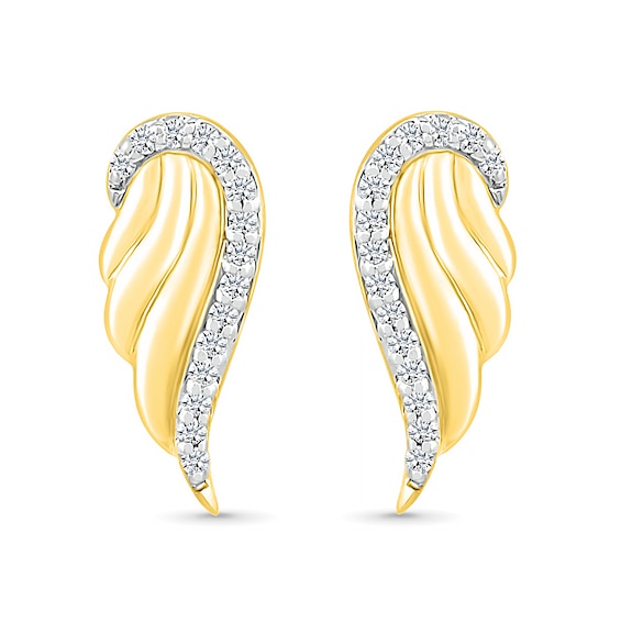 0.04 CT. T.W. Diamond Angel Wings Stud Earrings in Sterling Silver with 14K Gold Plate