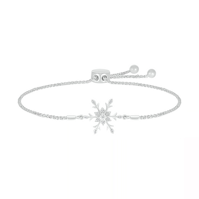 Diamond Accent Snowflake Bolo Bracelet in Sterling Silver - 9.5"