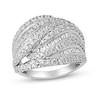 Thumbnail Image 0 of 2.00 CT. T.W. Baguette and Round Diamond Multi-Row Ring in 10K White Gold