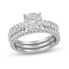 Thumbnail Image 0 of 0.99 CT. T.W. Diamond Cushion-Shaped Frame Three Piece Bridal Set in 10K White Gold