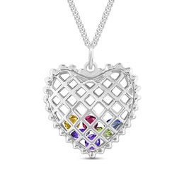 Gemstone Mesh Heart Cage Pendant (1-10 Stones)