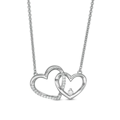 0.10 CT. T.W. Diamond Interlocking Hearts Necklace in Sterling Silver