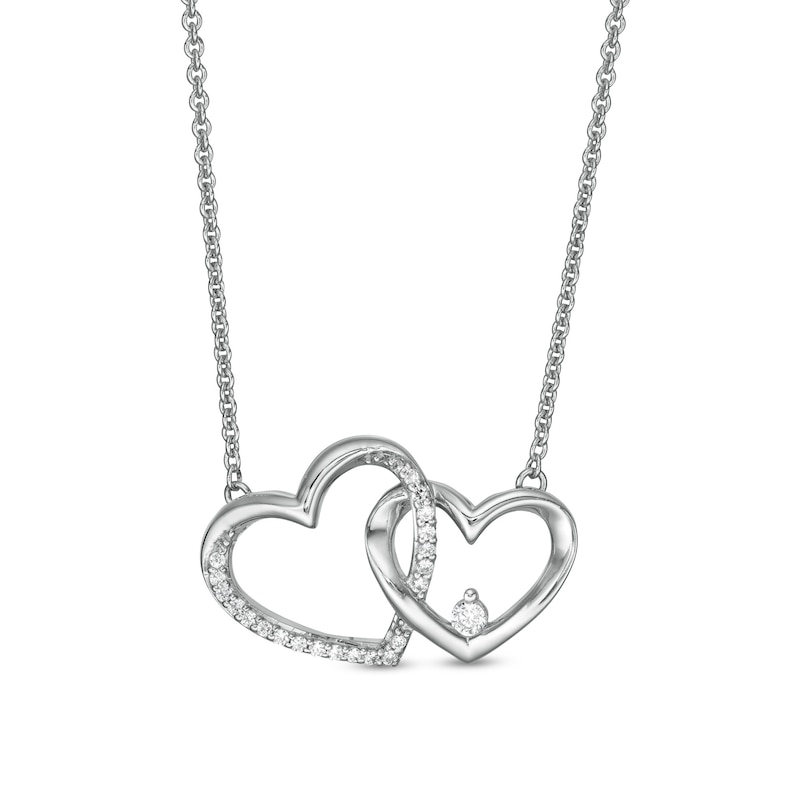 0.10 CT. T.W. Diamond Interlocking Hearts Necklace in Sterling Silver