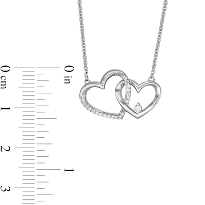 0.10 CT. T.W. Diamond Interlocking Hearts Necklace in Sterling Silver